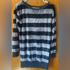 Juicy Couture Velour Black and Gray Striped Midi Dress